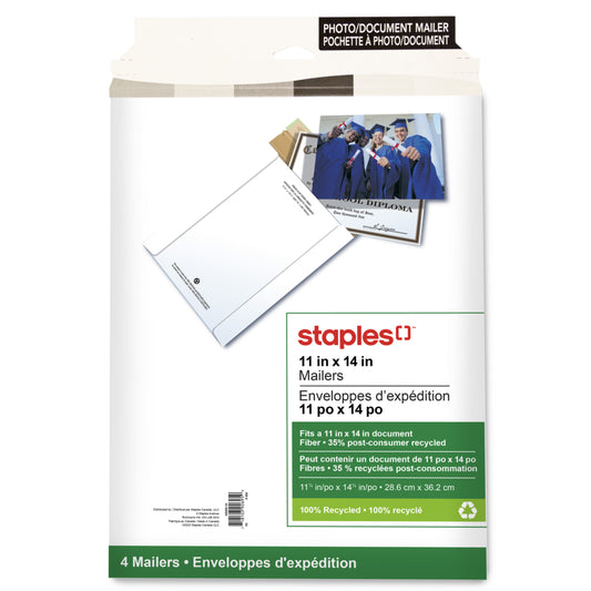 Staples Photo Mailers - 11" x 14" - 4 Pack