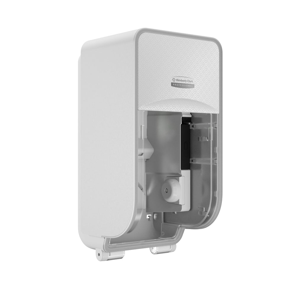 Distributeur de papier toilette standard sans mandrin Kimberly-Clark Professional ICON, vertical, pour 2 rouleaux - Façade en mosaïque blanche