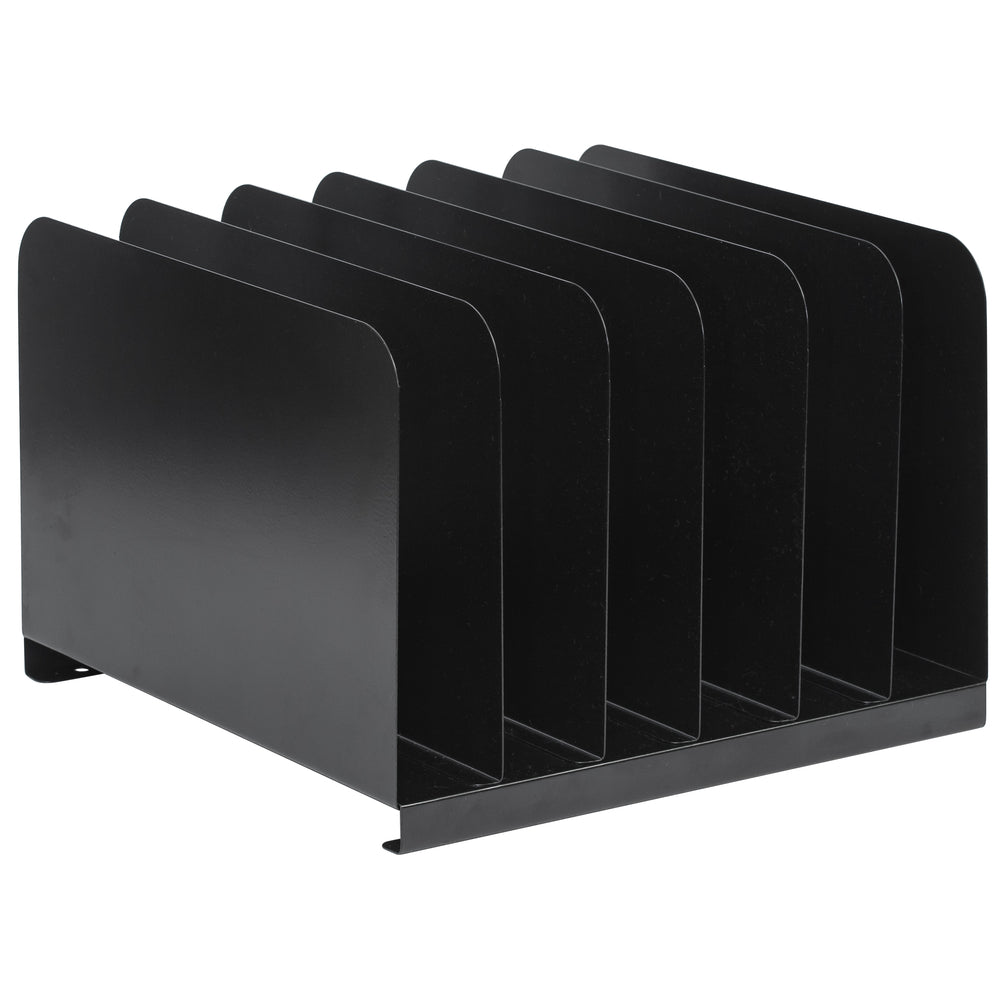 Merangue Metal Vertical File Organizer - 6 Compartments - Black