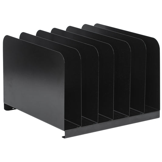 Merangue Metal Vertical File Organizer - 6 Compartments - Black
