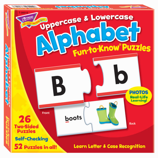 TREND enterprises Fun-to-Know Puzzles - Alphabet Uppercase and Lowercase - 52 pieces