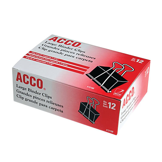 Pinces à reliure repliables ACCO de 5 cm (2 po) - Capacité de 38 mm (1-1/16 po) - Paquet de 12