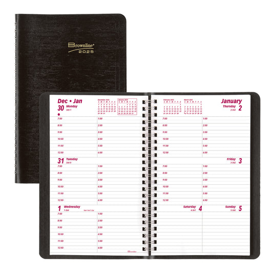 Brownline 2025 Weekly Planner - 8" x 5" - English - Black