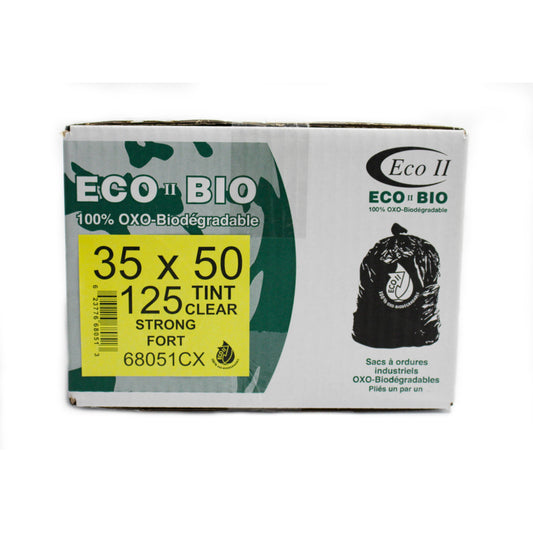 Eco II Oxo-Biodegradable Garbage Bags - 35" x 50" -  Strong - Clear Tint - 125 Pack