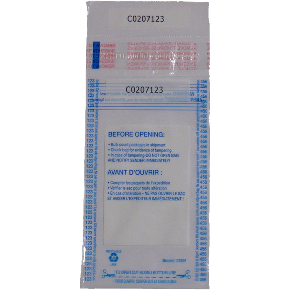Sacs de dépôt ConSealPak pour 100 billets de Northern Specialties Supplies - 5 po L x 7,5 po H - Paquet de 1 000