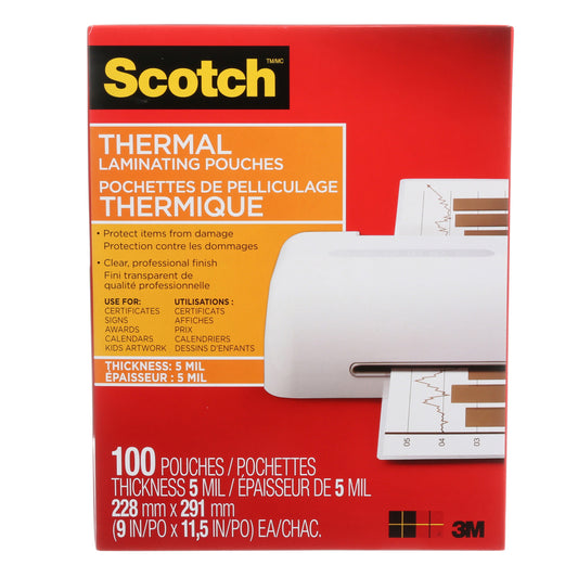 Scotch Thermal Laminating Pouches - Letter - 5 mil - 100 Pack