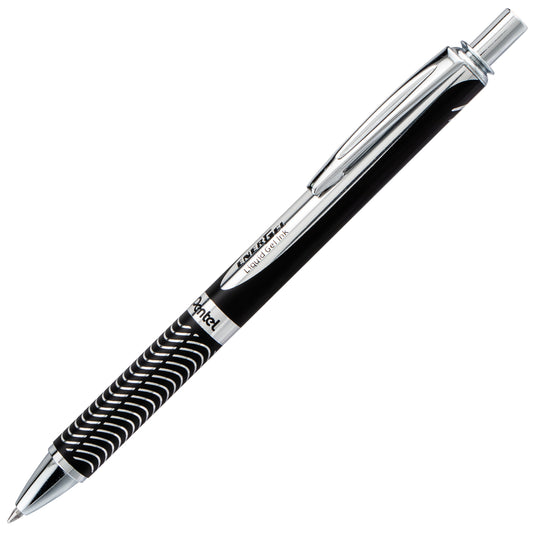 Pentel EnerGel Alloy Retractable Pen - Medium Point - 0.7mm - Black Barrel - Black Ink