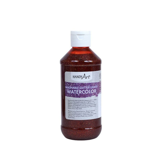 Handy Art Washable Glitter Liquid Watercolors, Red, 237ml