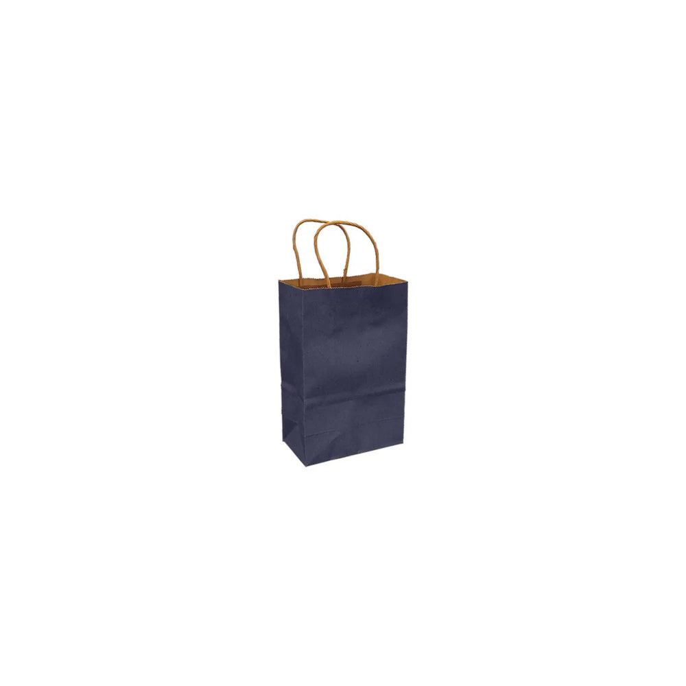 Sac en papier kraft recyclé Eddie's - 12,7 cm (l) x 7,6 cm (p) x 20,3 cm (h) - Bleu marine - Paquet de 250