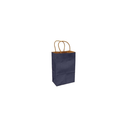 Eddie's Recycled Kraft Shopper Paper Bag - 5" W x 3" D x 8" H - Navy - 250 Pack