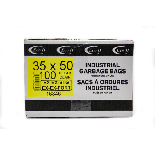 Eco II Garbage Bags - 35" x 50" - Extra Extra Strong - Clear - 100 Pack