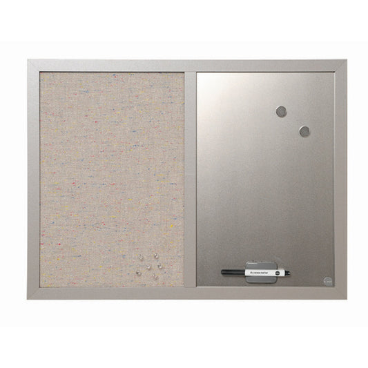 Tableau d'affichage MasterVision Combo argent effaçable à sec et tissu gris - 18" x 24"