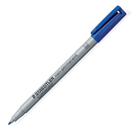 Marqueur Staedtler Lumocolor Dry Safe non permanent effaçable à l'eau - Pointe moyenne - Bleu