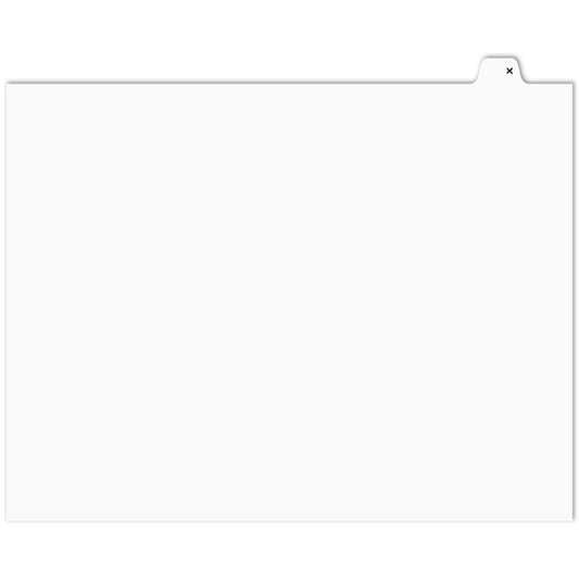 Apak Alphabetical Index Tabs - Letter X - White - 8 1/2" x 11" - 1/26th Cut - 110 lb. - Unpunched - 25 Pack