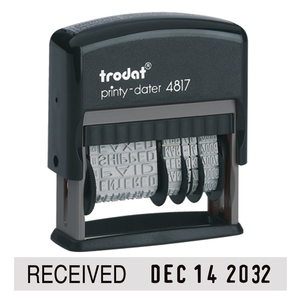 Trodat 4817 Self-Inking Phrase Dater - English