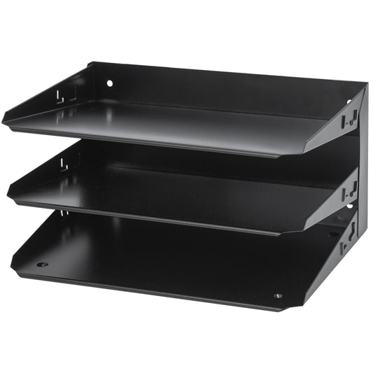 Merangue Metal 3-Tier File Shelf - Letter Size - Black