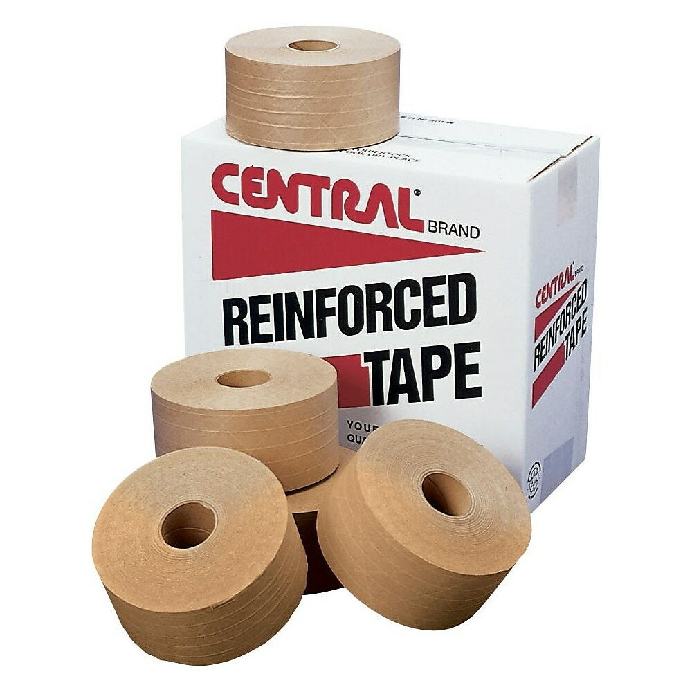 Central Glass-Reinforced Kraft Sealing Tape, 270 Heavy-Duty Grade, 3" x 375' (76 mm x 114 m), Tan, 8 Pack