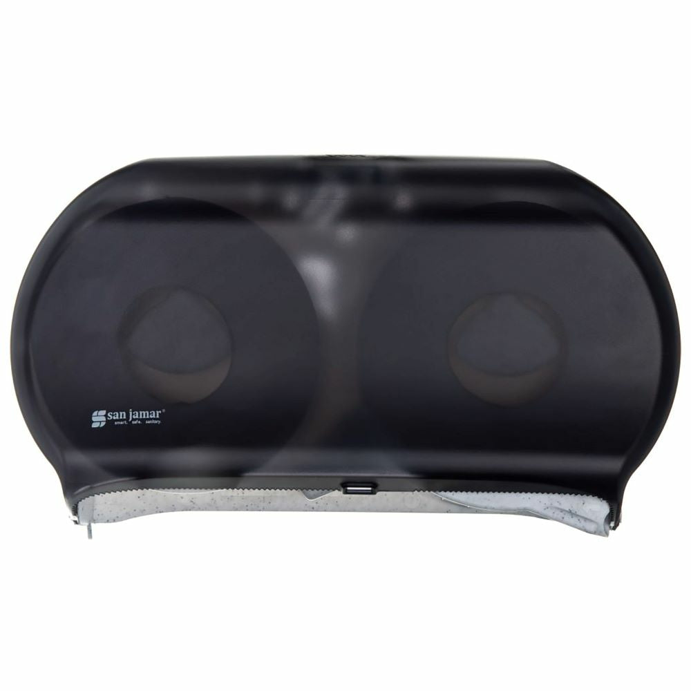 Distributeur de papier hygiénique géant San Jamar – Double rouleau – 30 cm (L) x 14 cm (l) x 31 cm (H) – Noir
