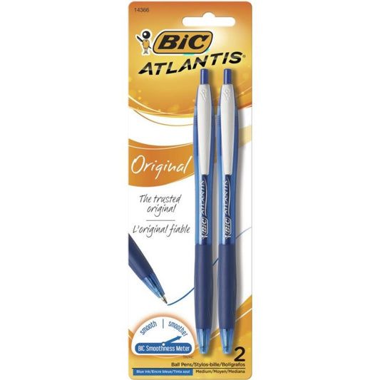 Stylo à bille rétractable BIC Atlantis - Bleu - Lot de 2