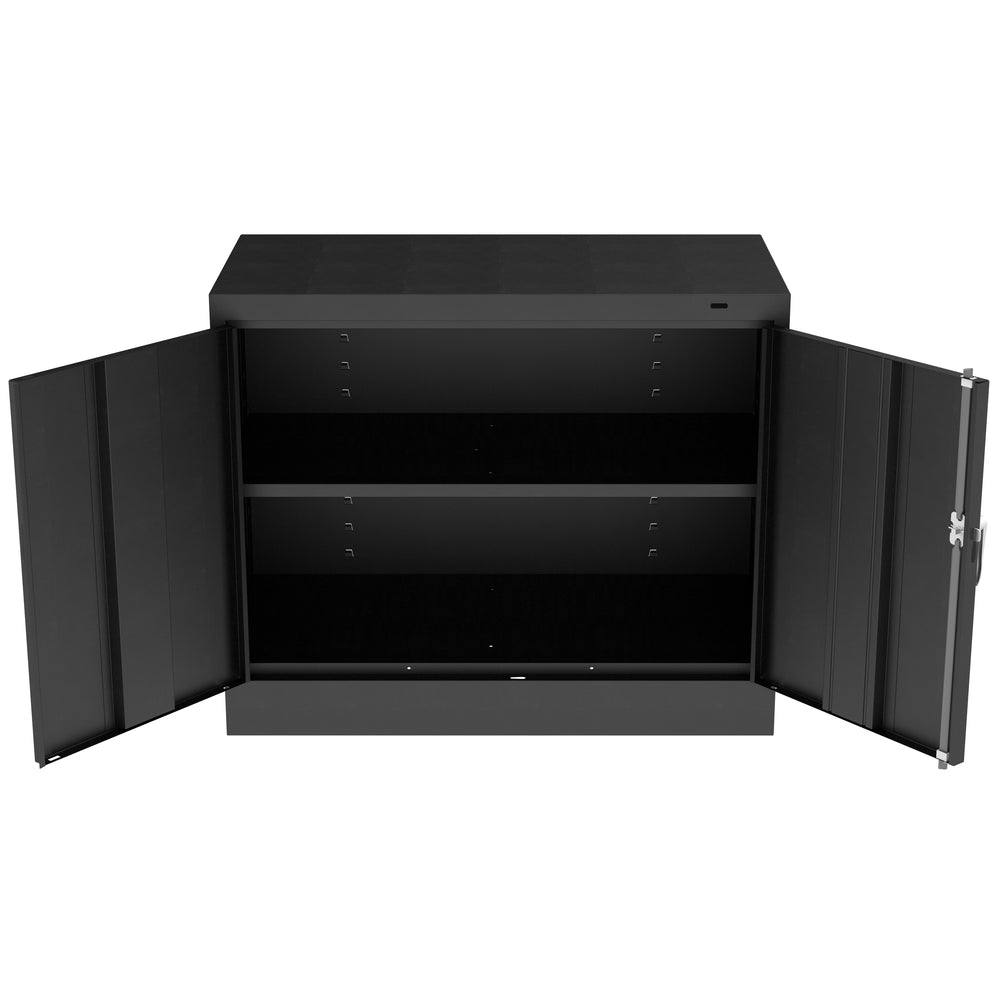 Tennsco Standard Desk-High Cabinet - 30"H x 36"W x 18"D - No. of Shelves 2 - Black
