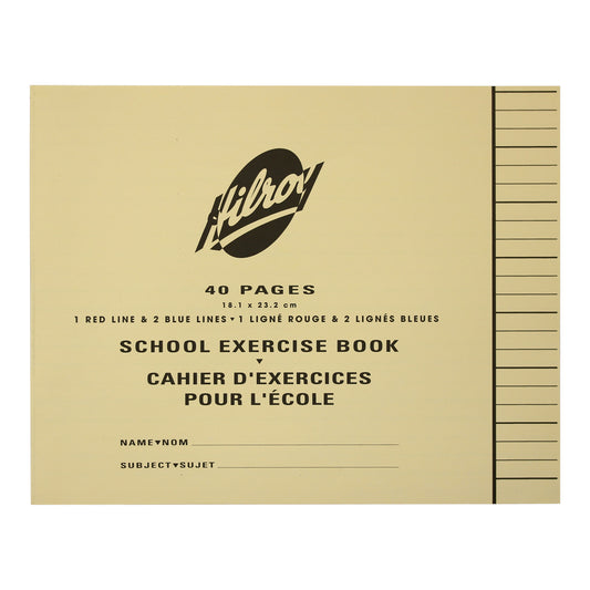 Cahiers d'exercices cousus Hilroy - Lignés - 18 x 23 cm - 40 pages - 20 feuilles - Couleurs assorties - Paquet de 25