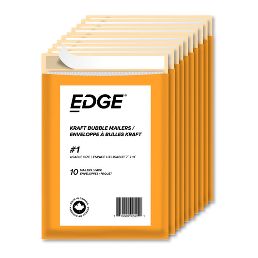 SPC EDGE Bubble Mailer #1 Kraft - 7.25" L x 12" W - 10 Pack