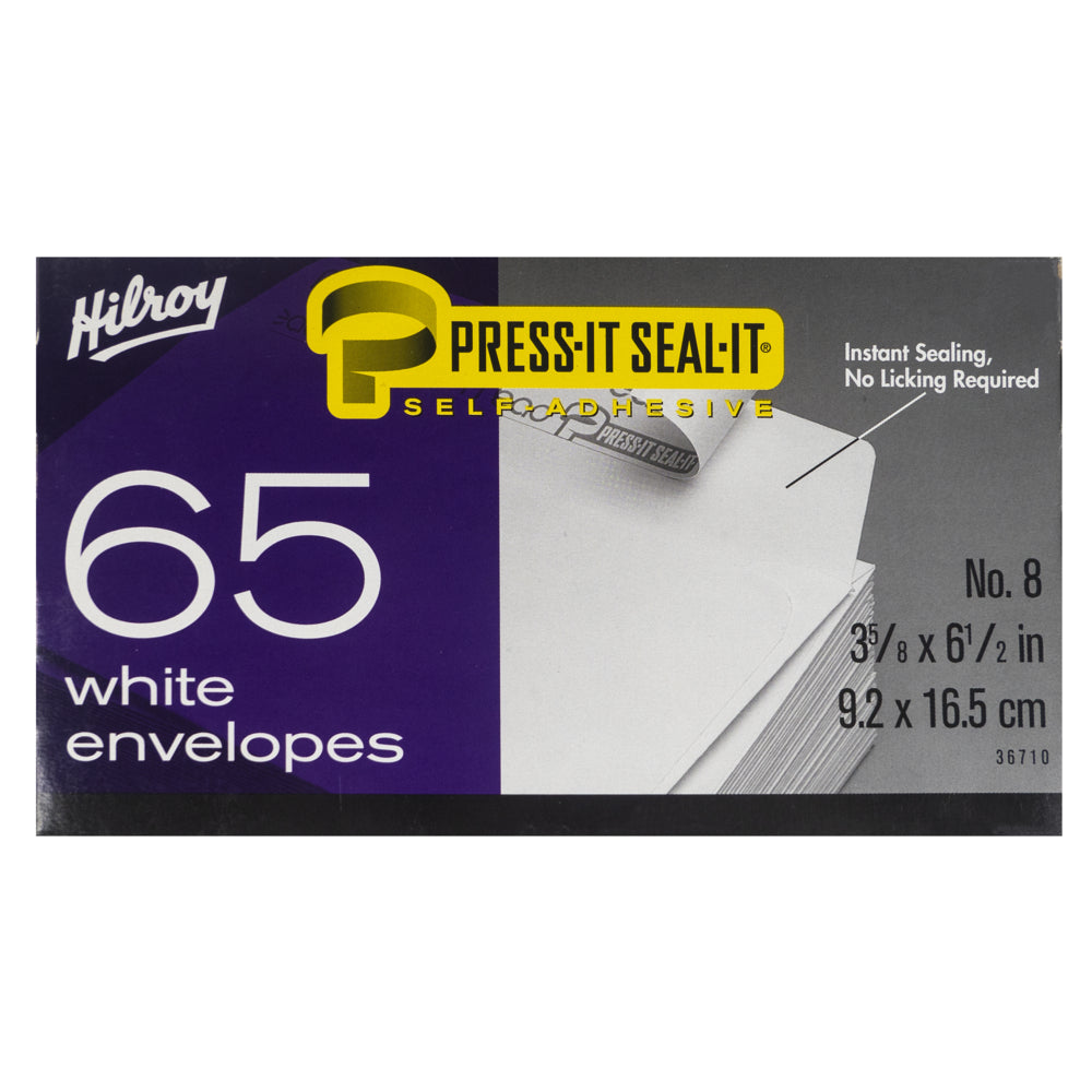 Enveloppes unies Hilroy Press-it Seal-it n° 8 - Paquet de 65