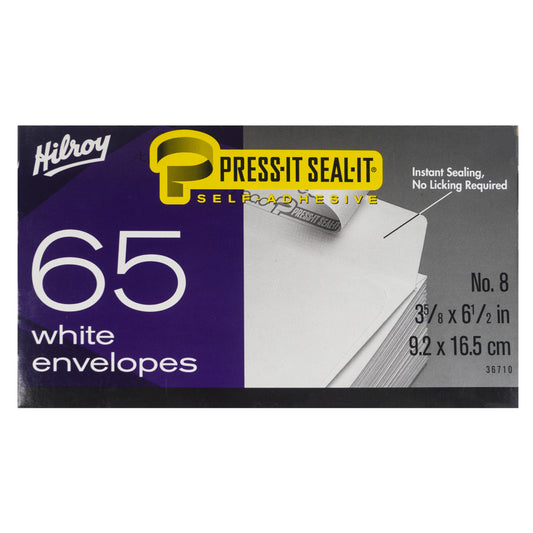 Enveloppes unies Hilroy Press-it Seal-it n° 8 - Paquet de 65