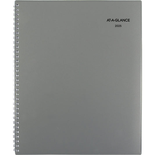 AT-A-GLANCE 2025 Traditional Weekly/Monthly Planner - 11" H x 8-1/2" W - Grey - Bilingual