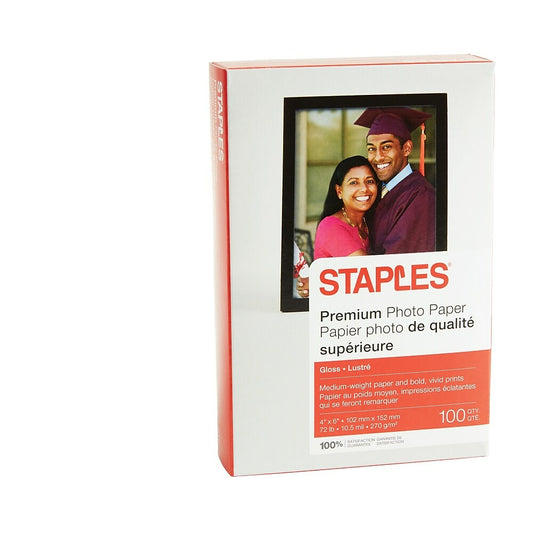 Papier photo glacé Staples Premium - 4" x 6" - 100 feuilles
