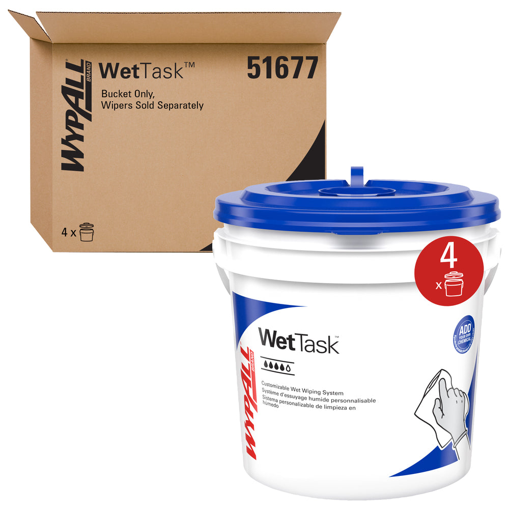 WypAll WetTask Customizable Wet Wiping System Bucket with Lid - 4 Pack