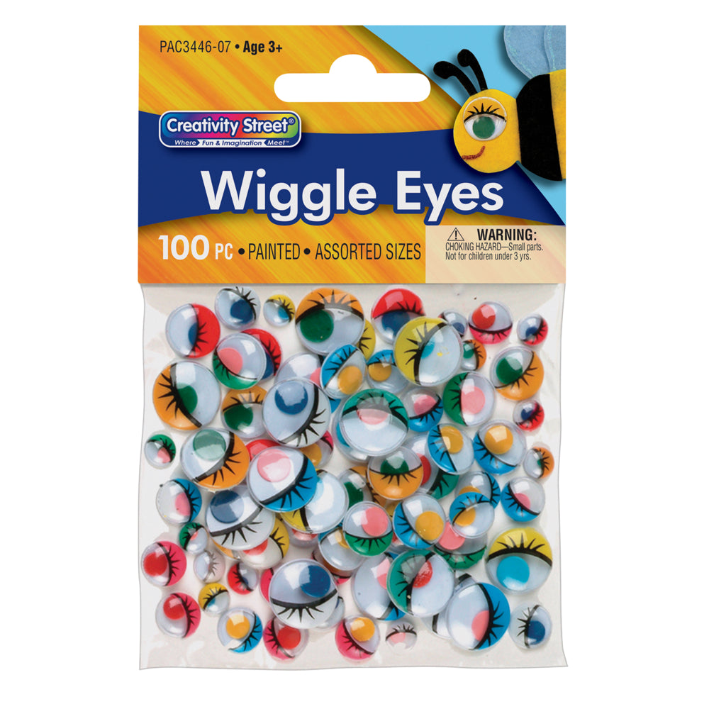 Creativity Street Wiggle Eyes, Painted, Assorted Sizes, 100/pkg