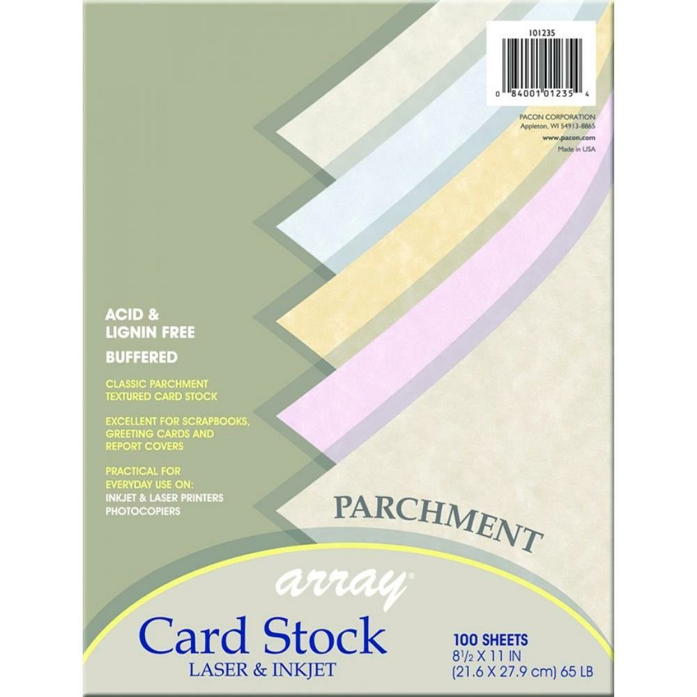 Papier cartonné parchemin Pacon, couleurs assorties, 21,5 x 27,9 cm, 100 feuilles/paquet