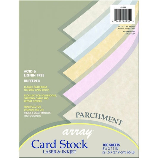 Pacon Parchment Card Stock, Assorted Colours, 21.5 x 27.9cm, 100 Sheets/pkg