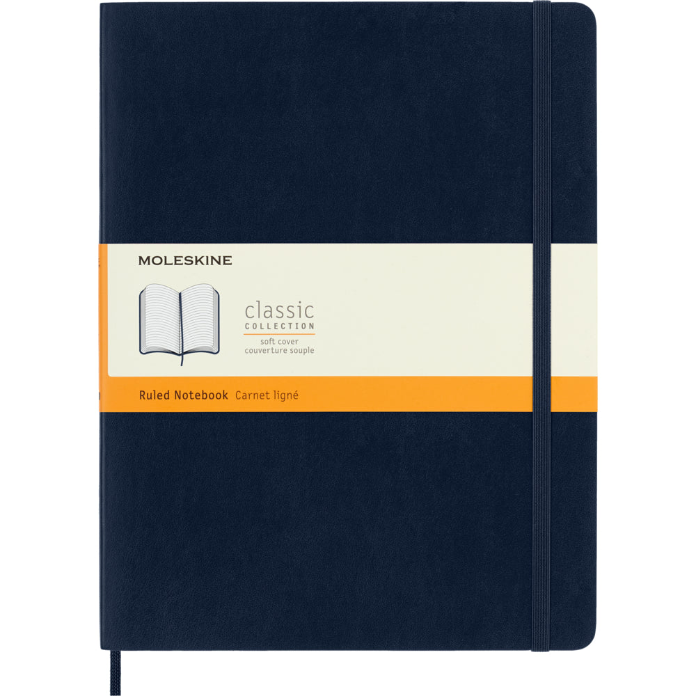 Carnet Moleskine Classic - Extra Large - Ligné - Couverture souple - 7,5" x 10" - Bleu saphir