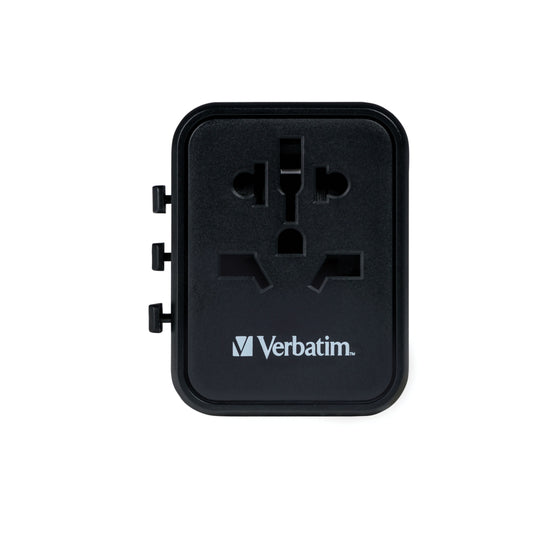 Verbatim Universal Travel Adapter 12 W - 3.50" L x 2.20" W x 4.10" H - Black