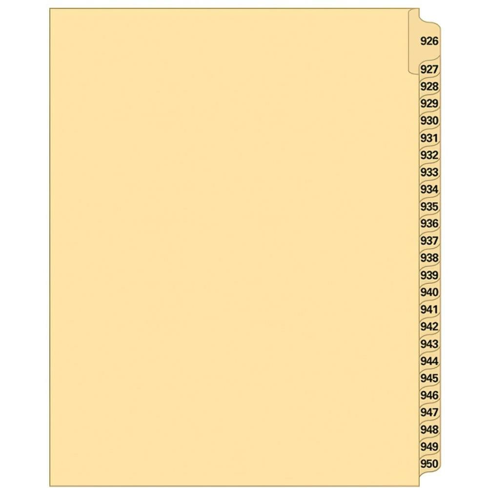 Supreme Litigation Tabs 25th Cut Numeric Set 11" Buff #926-950