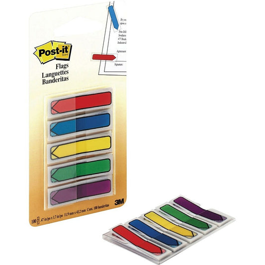 Étiquettes Post-it, mini-flèches, 12 x 43 mm, couleurs assorties, paquet de 100