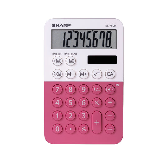 Calculatrice Sharp EL760RBPK Twin Power XL à écran 8 chiffres - Rose