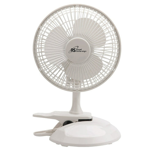 Ventilateur de bureau et à pince Royal Sovereign 6 pouces 2 en 1, blanc (DFN-15)