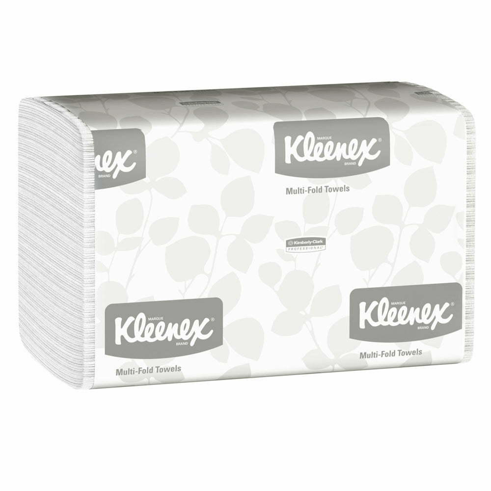 Essuie-tout Kleenex multiplis - Feuilles de 9,2" x 9,4" - 1 épaisseur - Blanc - Paquet de 16