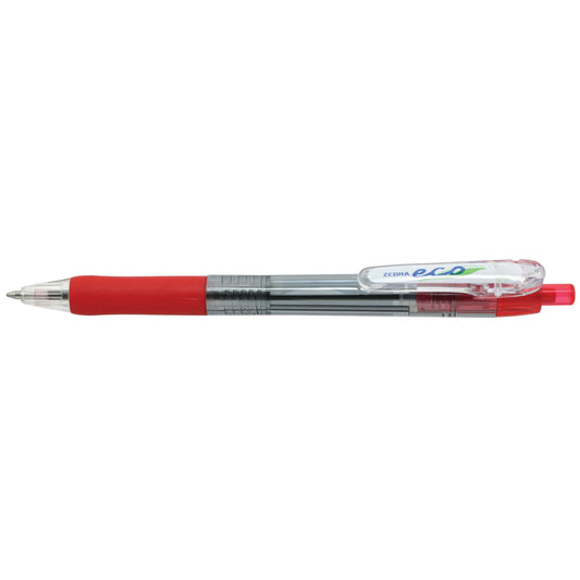 Stylo à bille rétractable Zebra Jimnie Clip Eco - Pointe moyenne - 1,0 mm - Encre rouge