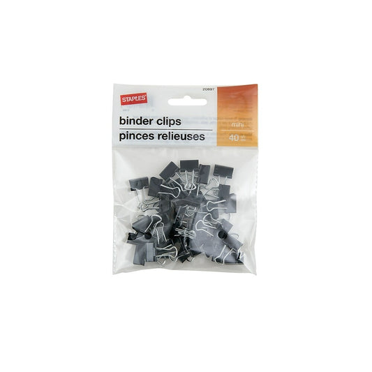 Staples Binder Clips - Mini 3/5" - Black - 40 Pack