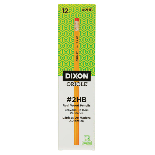 Dixon Oriole Wood-Cased Pencils - #2 HB - Soft - Yellow - 12 Pack