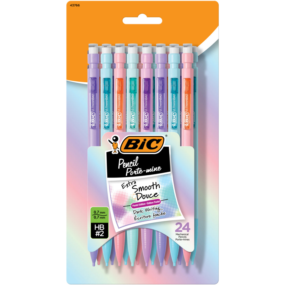 Crayon mécanique BIC Extra Smooth - 0,7 mm - Pastel - Lot de 24