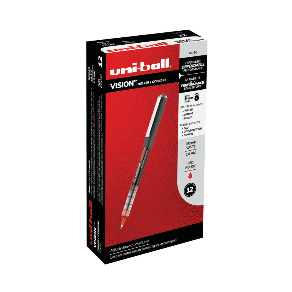 uni-ball Vision Rollerball Pens - Broad Point (1.0mm) - Red - 12 Pack