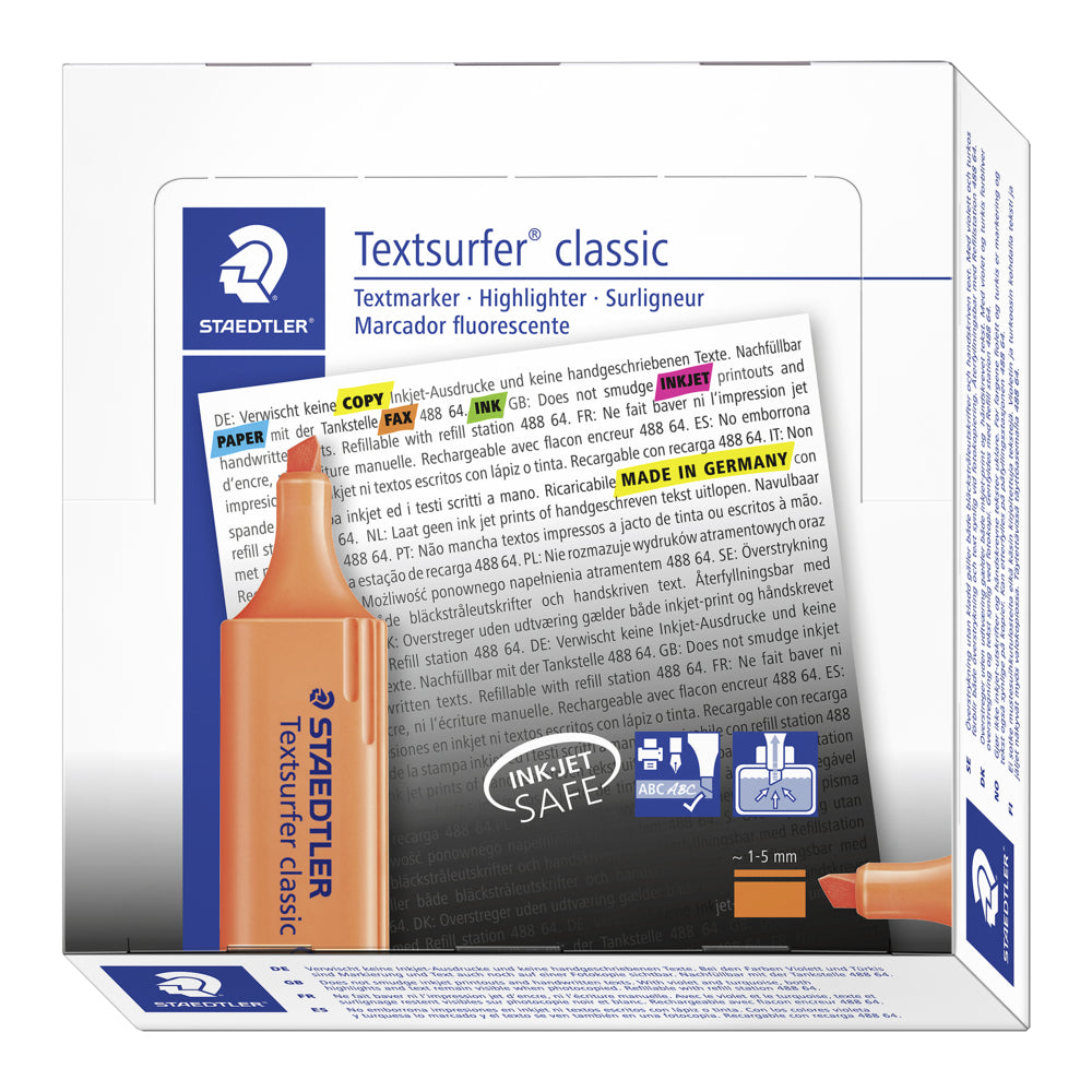 Surligneurs Staedtler Textsurfer à pointe biseautée - Orange - Lot de 10