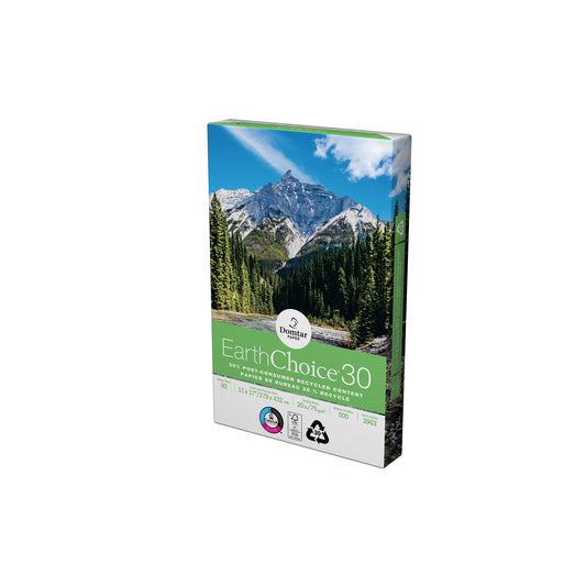 Domtar FSC Certified EarthChoice30 Recycled Office Paper, 20lb, 11" x 17" - White - 500 Sheets