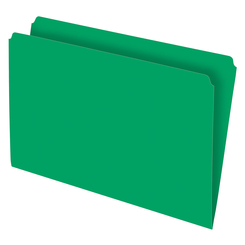 Pendaflex Straight Cut Vertical Coloured File Folders - Legal Size - Green - 100 Pack