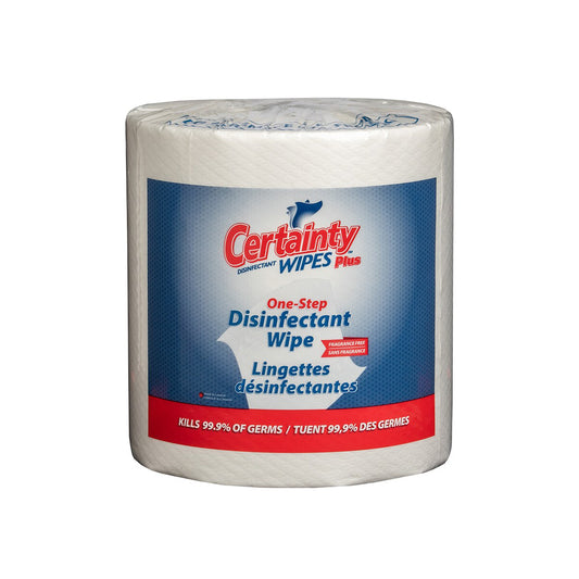Lingettes désinfectantes Certainty Plus - Sans parfum - 20,3 x 15,2 cm - 800 lingettes par rouleau - Paquet de 2